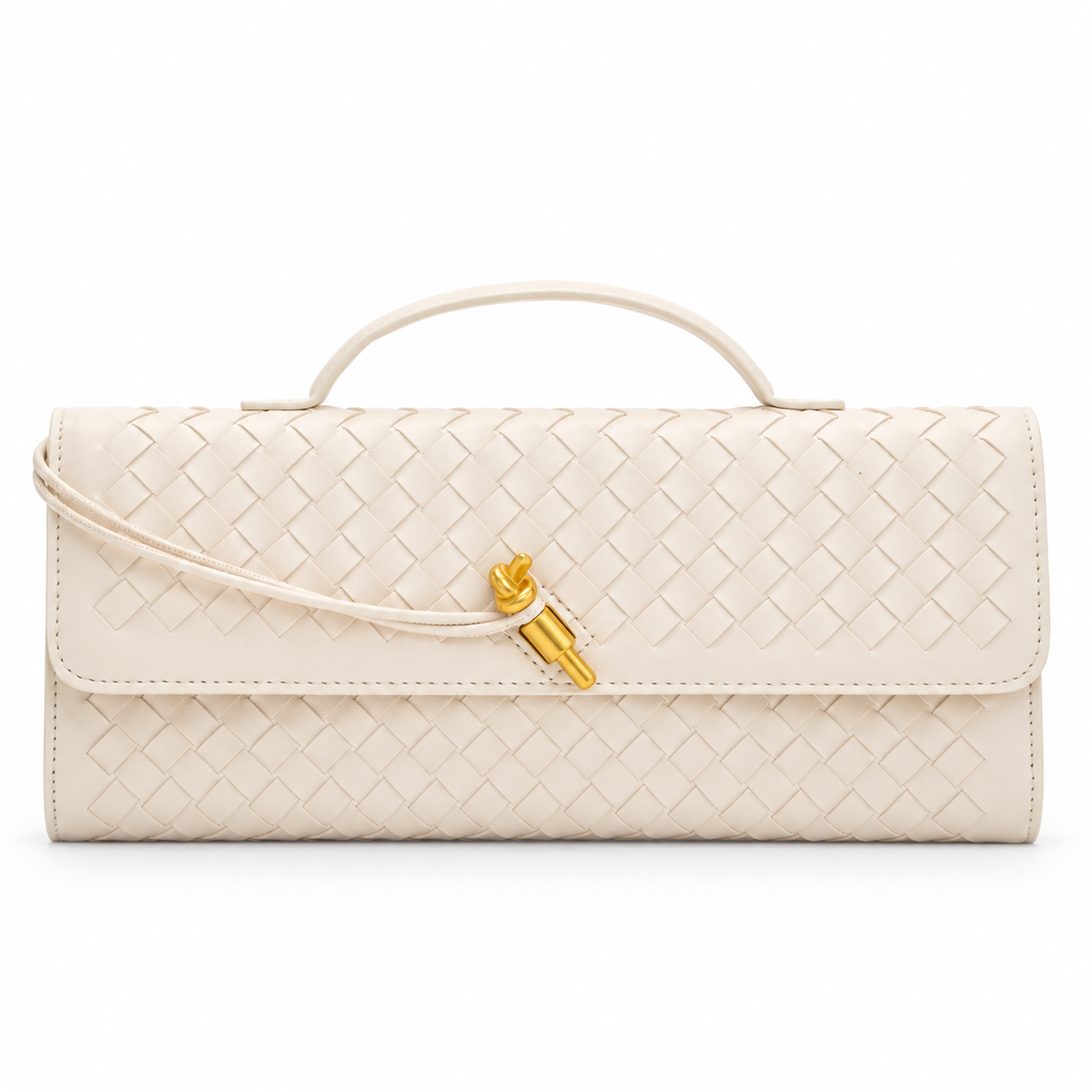 Avenza Isadora Woven Vegan Leather Bag #White