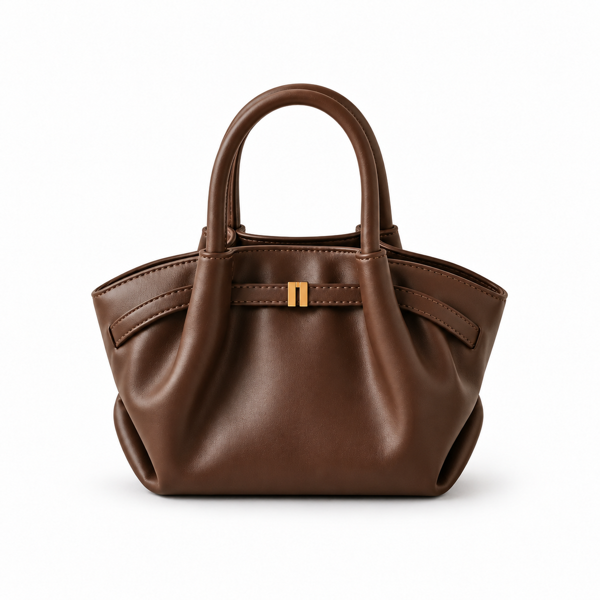 Avenza Léa Nappa-Grain Bucket Bag #Coffee