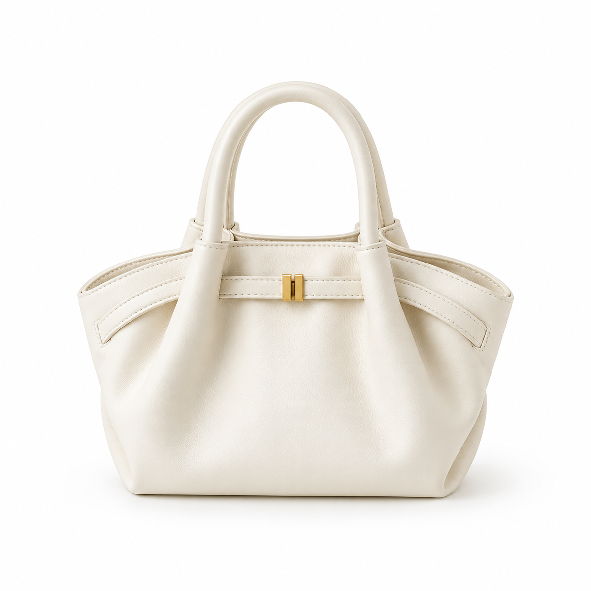 Avenza Léa Nappa-Grain Bucket Bag #White