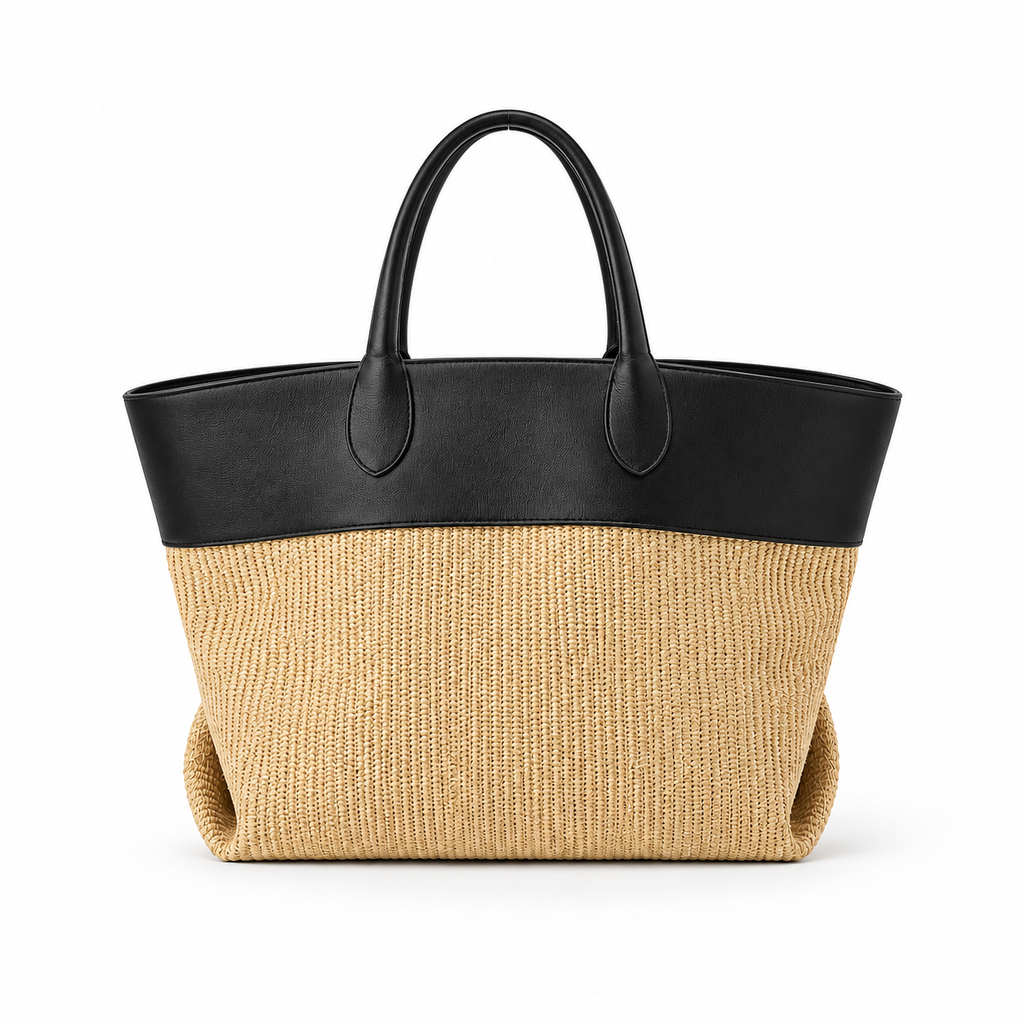 Avenza Riviera Raffia Tote #Natural & Black