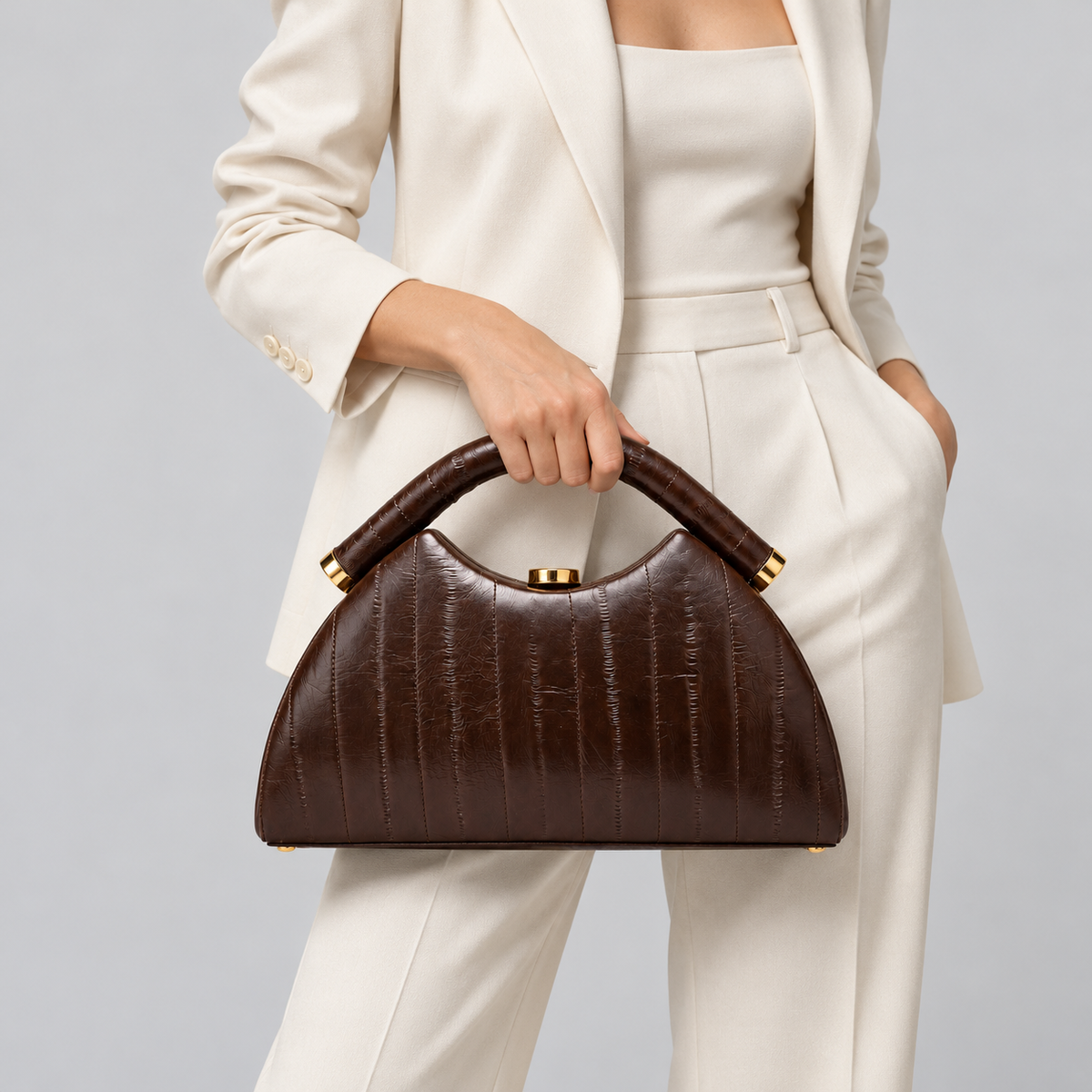 Avenza Rosalie Textured Vegan Leather Bag #Coffee