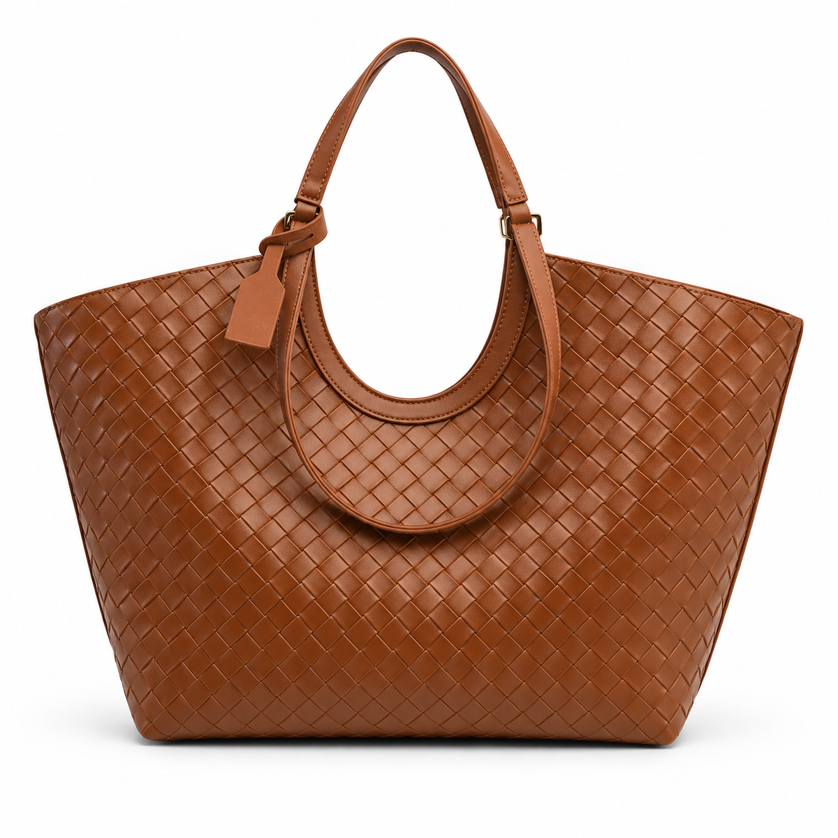 Avenza Sienna Woven Vegan Leather Tote #Brown