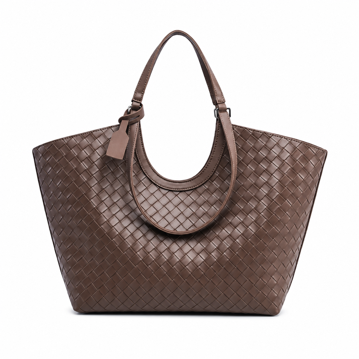 Avenza Sienna Woven Vegan Leather Tote #Coffee