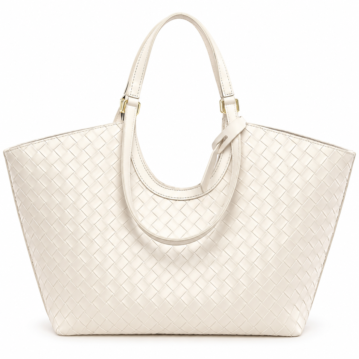 Avenza Sienna Woven Vegan Leather Tote #White